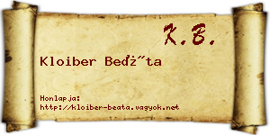 Kloiber Beáta névjegykártya