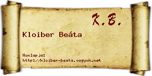 Kloiber Beáta névjegykártya